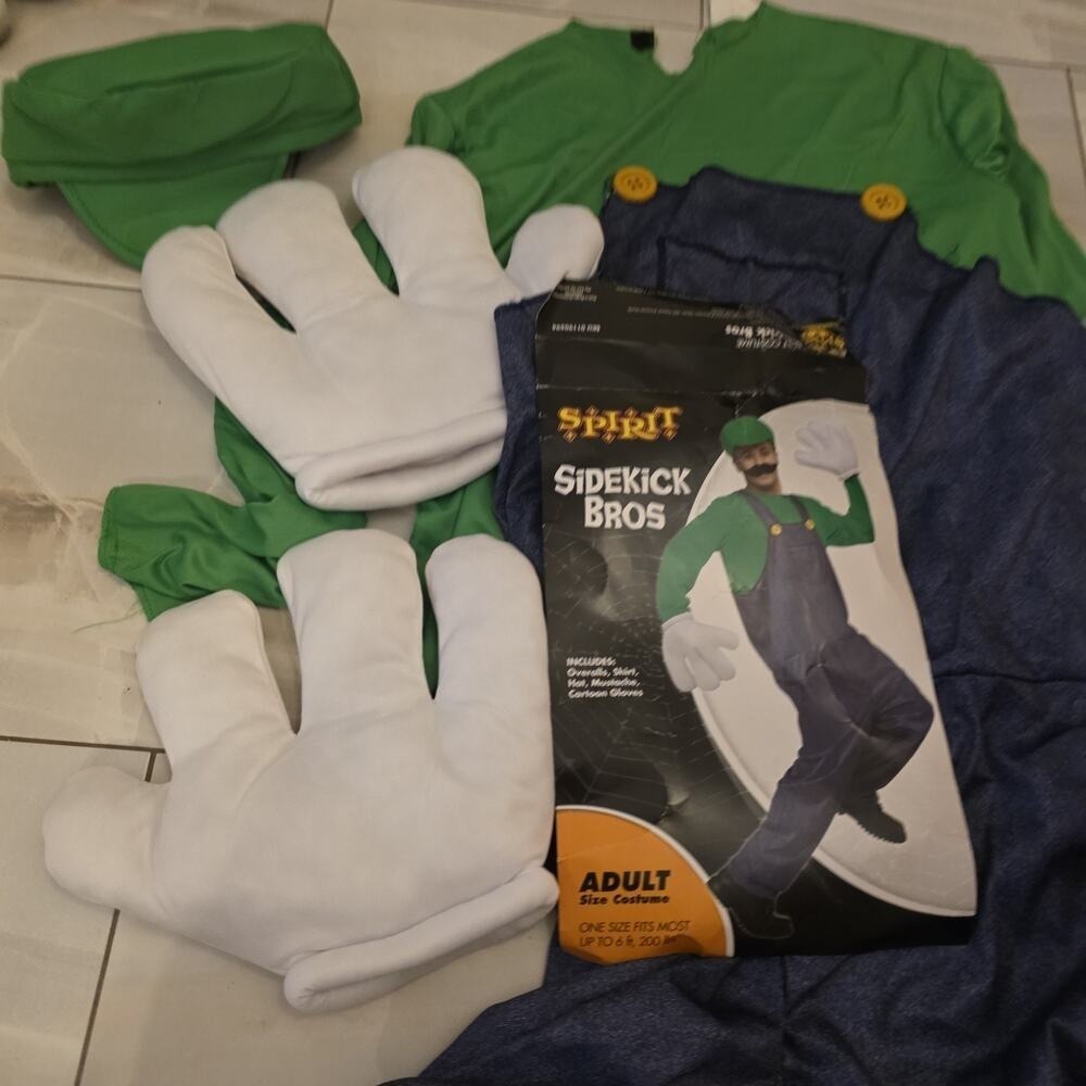 Super Mario Brothers Bros Luigi Adult Nintendo Video Game Costume - Large - Picture 5 of 16
